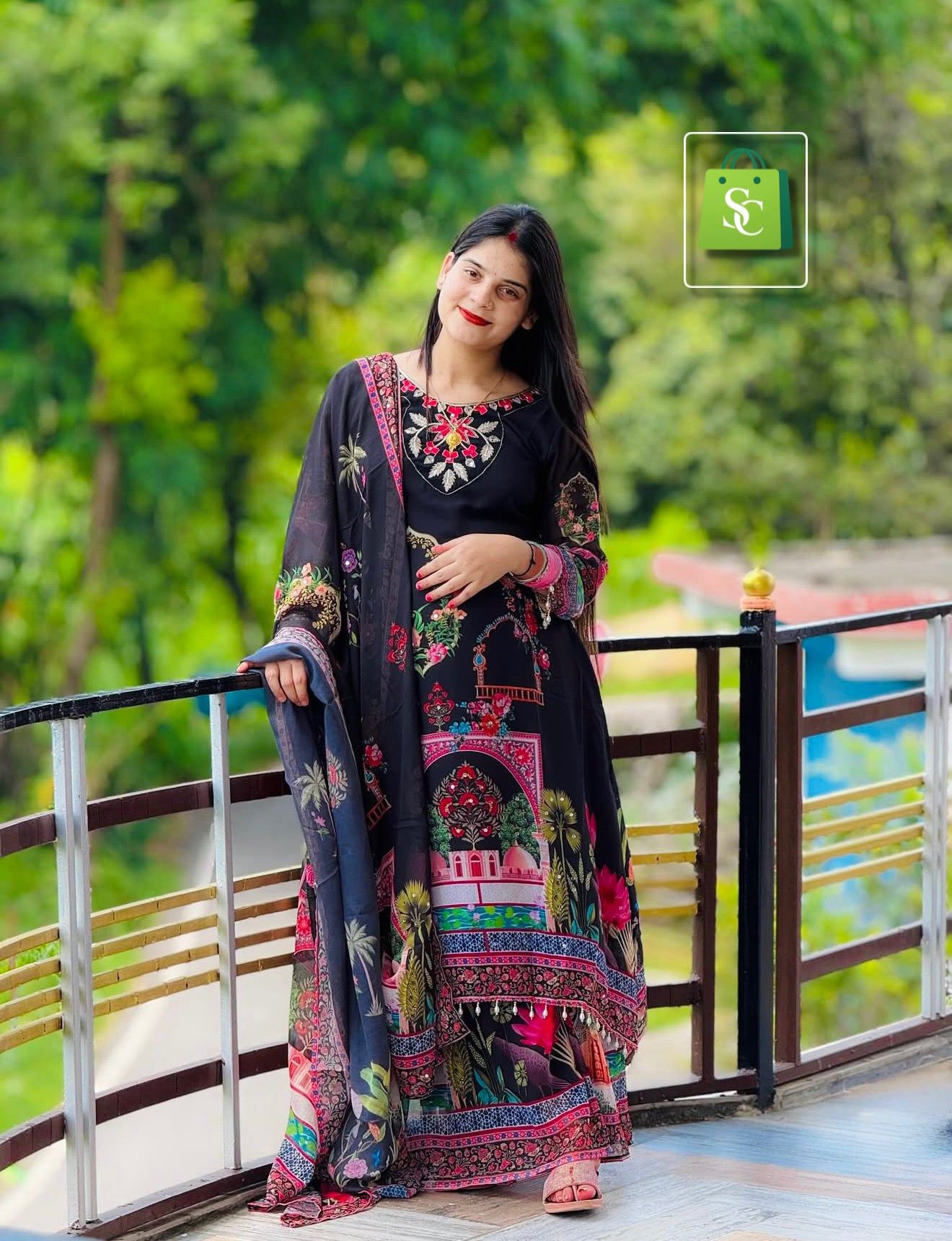 Women's Printed Flared Kurta with Sharara DSet |