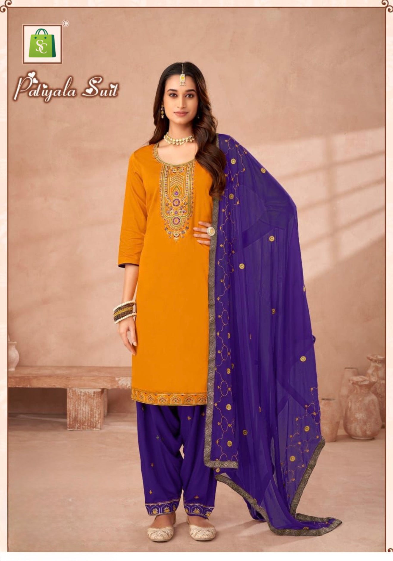 Designer Patiala Suit for Women โ Embroidered Cotton Punjabi Dress