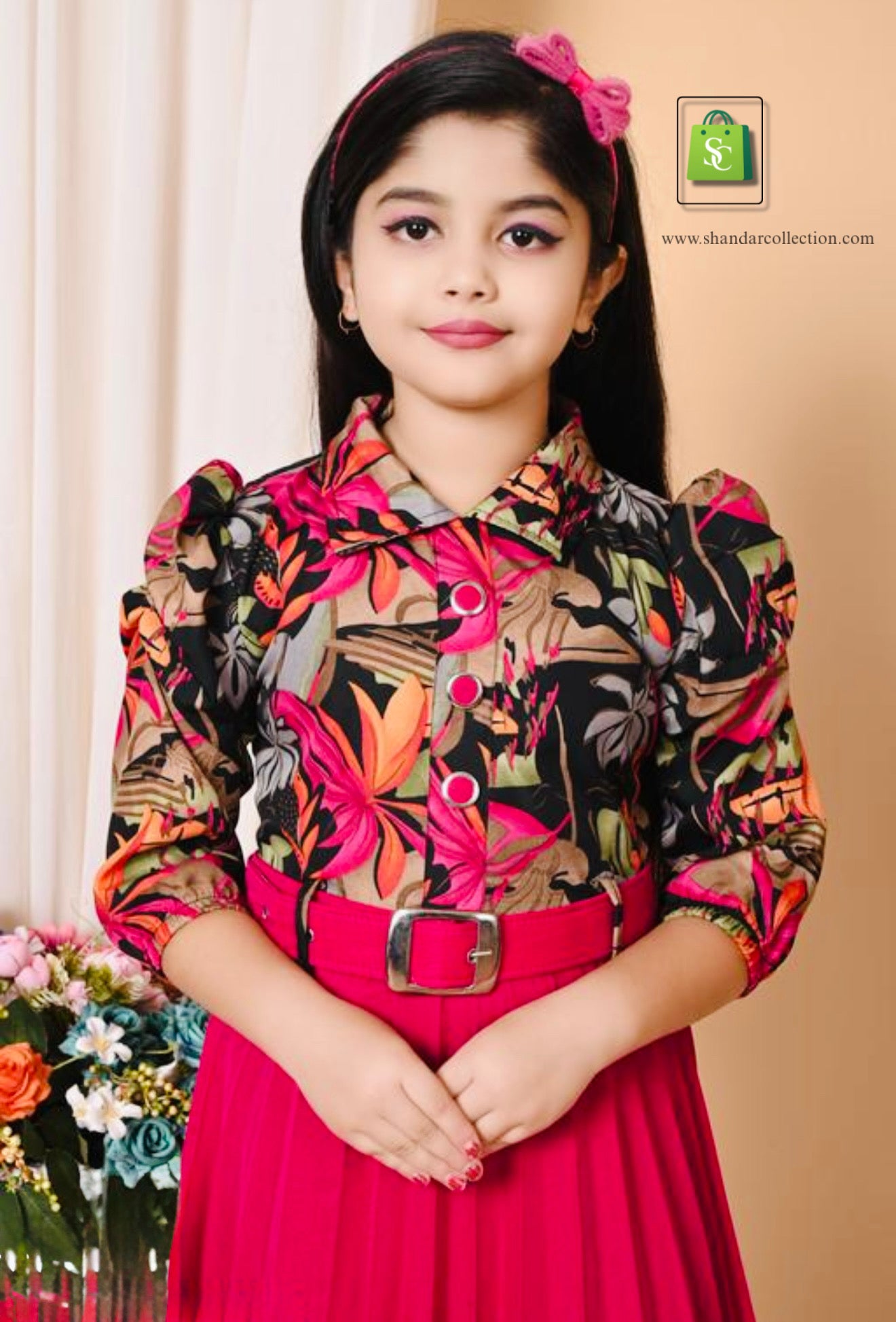 Stylish Girls Printed Pleated Frock – Cute & Comfortable Kids Dress