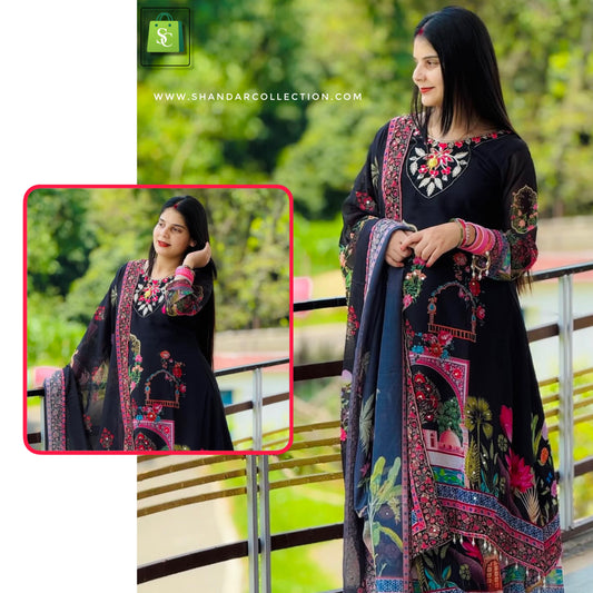 Women's Printed Flared Kurta with Sharara DSet |