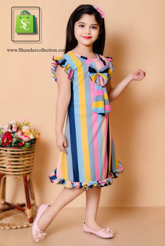 Stylish Partywear Printed Girls Frock & Dress – Crepe Fabric Summer Outfit