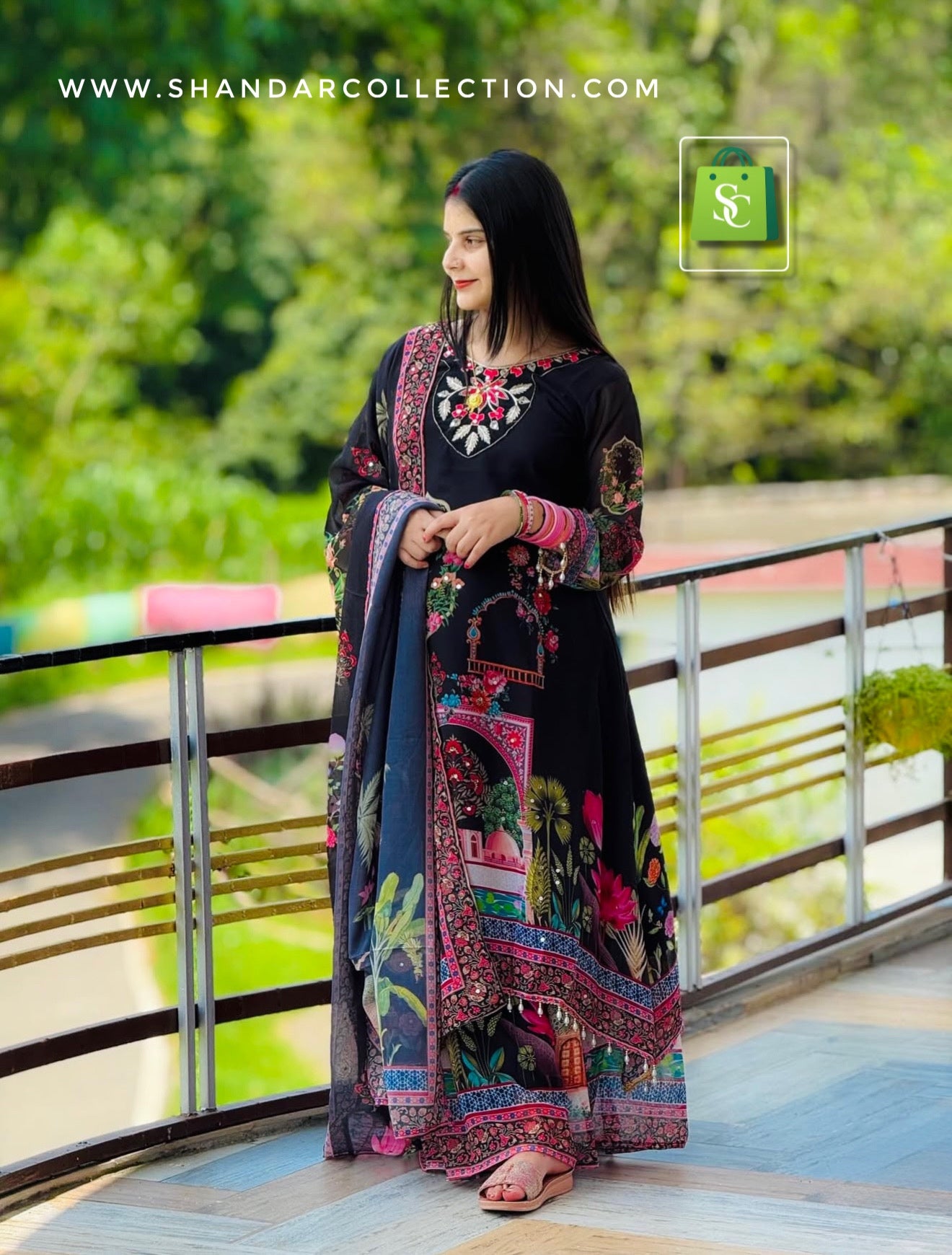 Women's Printed Flared Kurta with Sharara DSet |