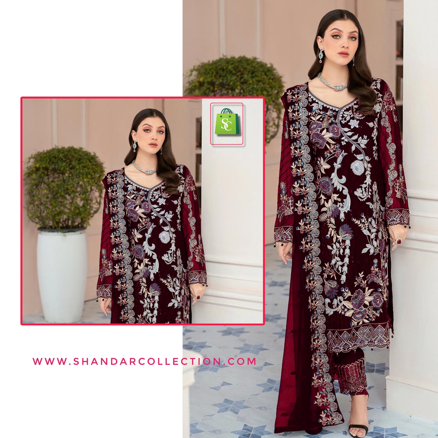 Maroon Georgette Salwar Kameez with Stunning Georgette Dupatta