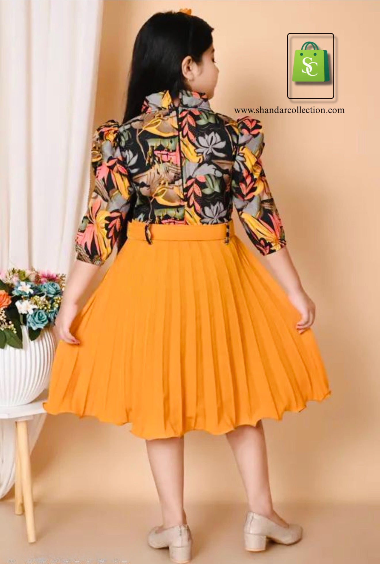 Stylish Girls Printed Pleated Frock – Cute & Comfortable Kids Dress