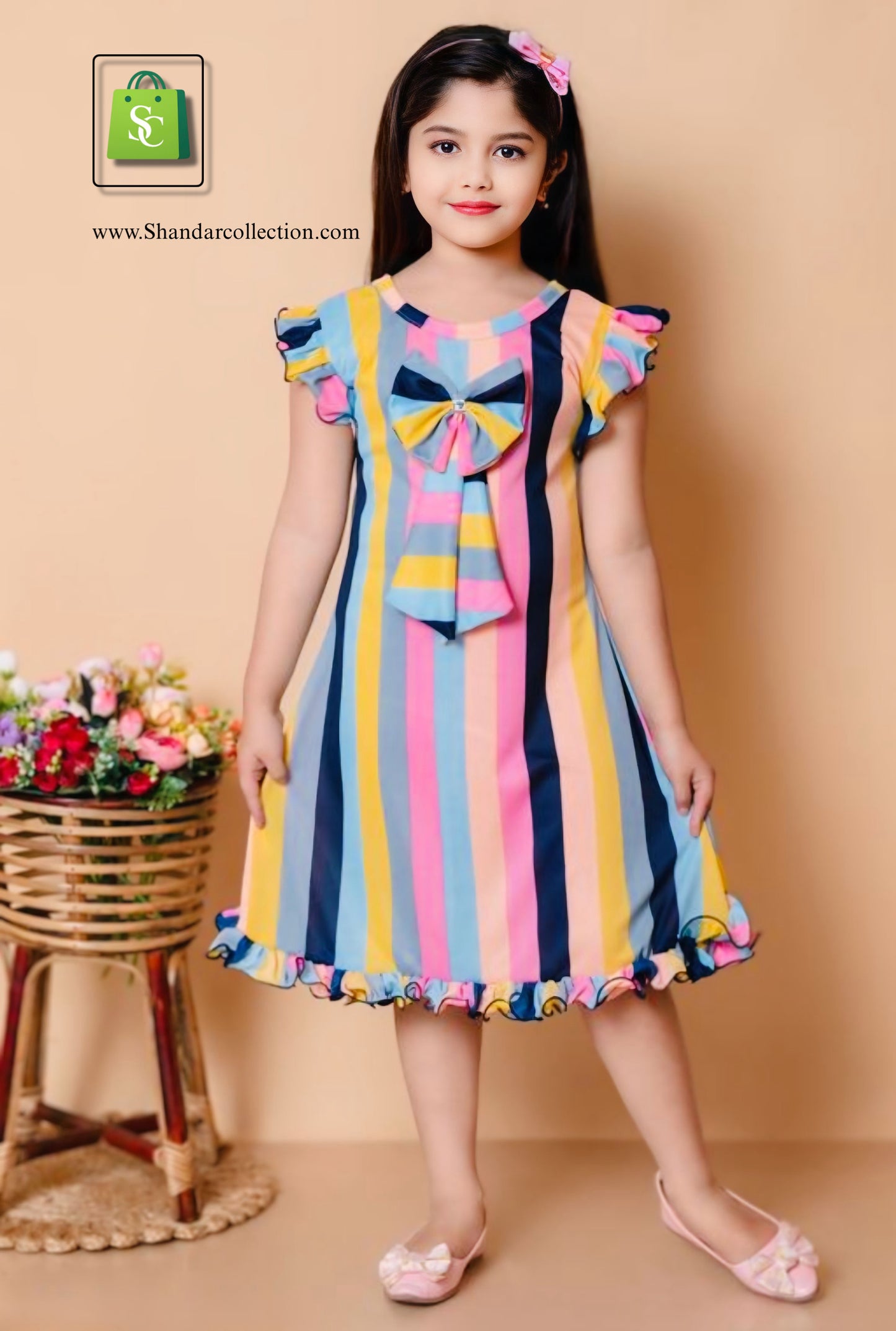 Stylish Partywear Printed Girls Frock & Dress – Crepe Fabric Summer Outfit