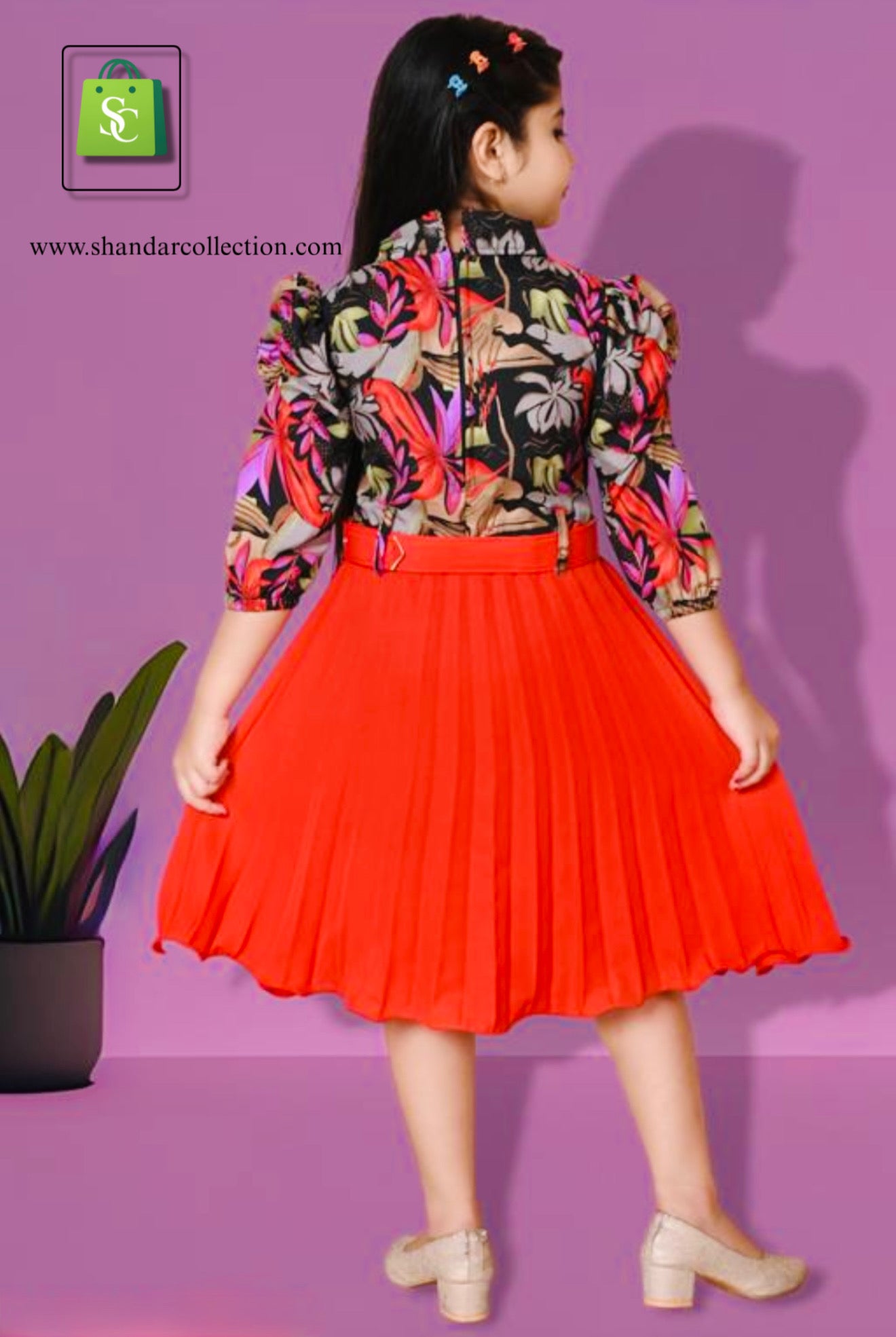 Stylish Girls Printed Pleated Frock – Cute & Comfortable Kids Dress