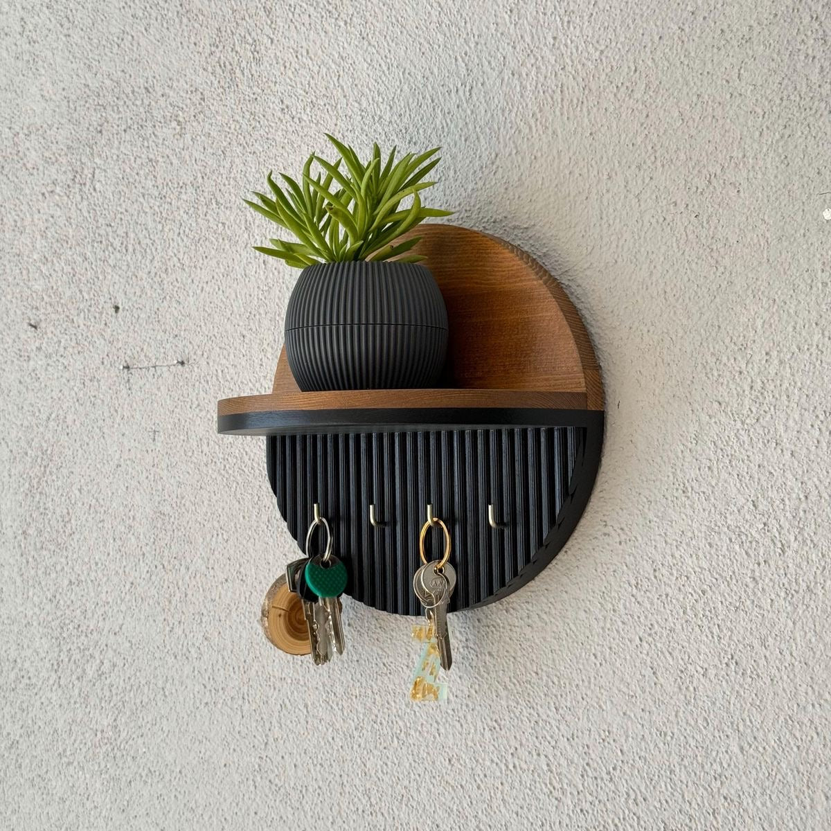 Wooden Key Holder with Shelf – Wall Mounted Organizer for Keys, Car Remote & Essentials