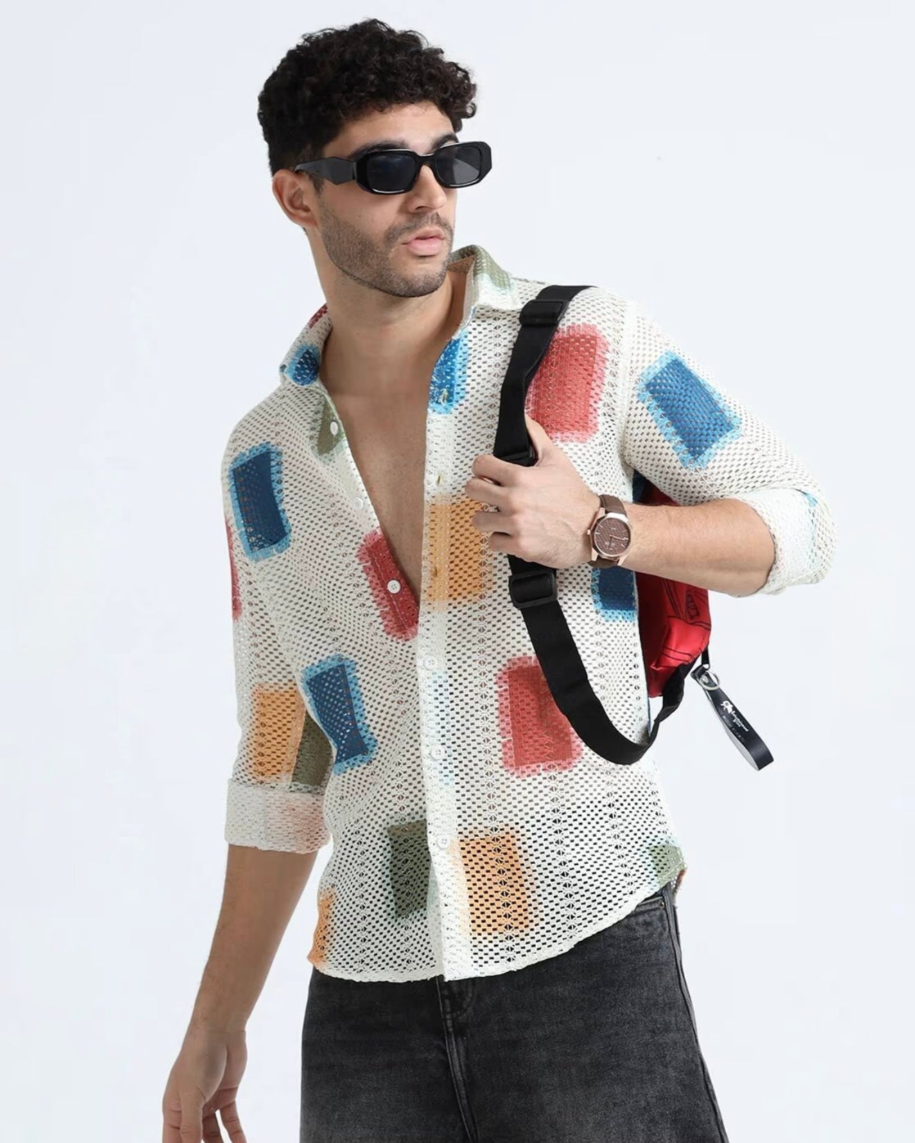 Men Regular Fit Checkered, Self Design Spread Collar Party Shirt