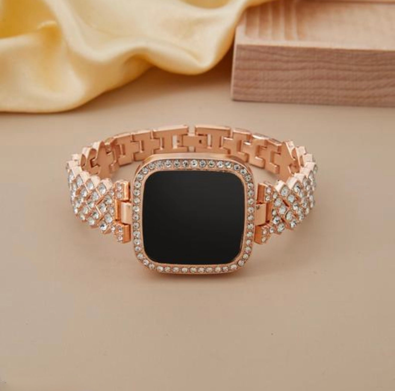 Rose Gold Diamond Digital Watch for Girls – Stylish & Elegant