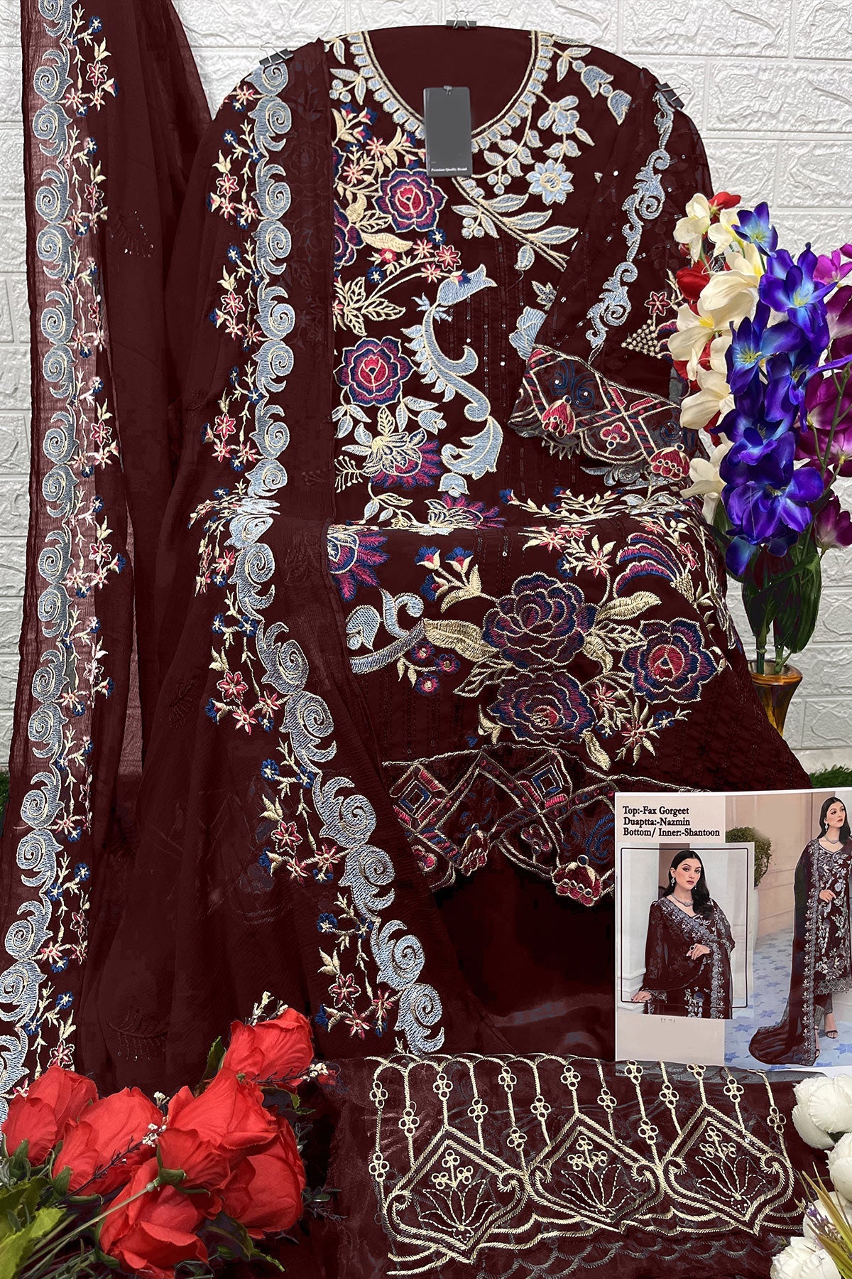 Maroon Georgette Salwar Kameez with Stunning Georgette Dupatta