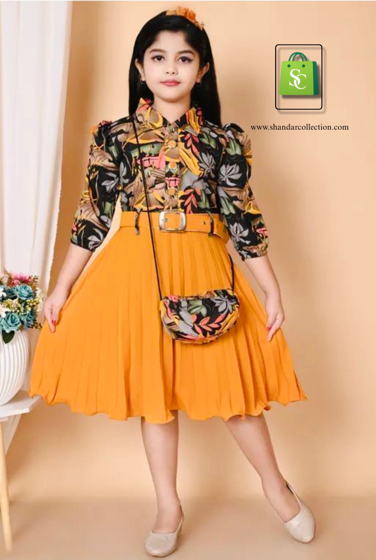 Stylish Girls Printed Pleated Frock – Cute & Comfortable Kids Dress