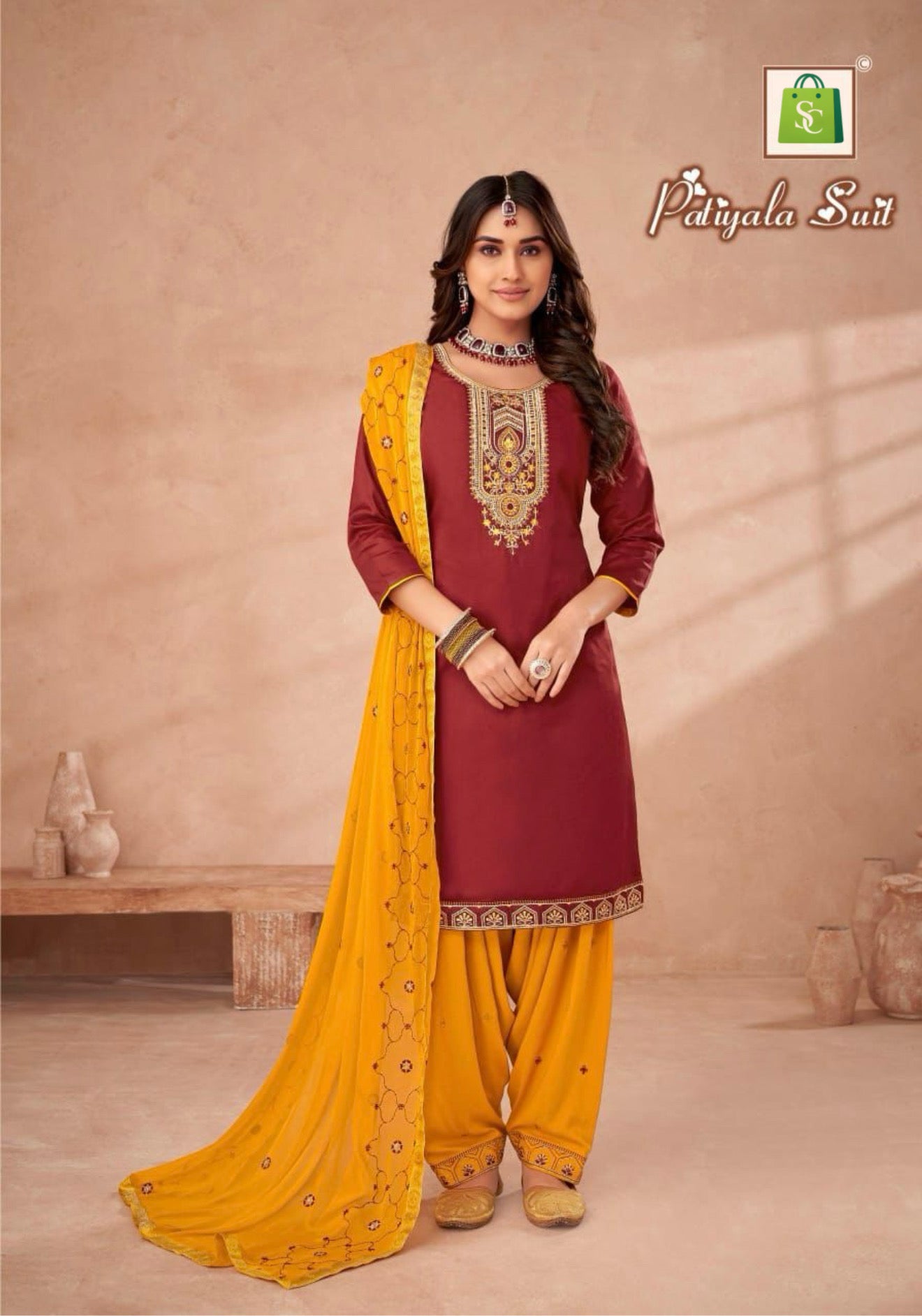 Designer Patiala Suit for Women – Embroidered Cotton Punjabi Dress