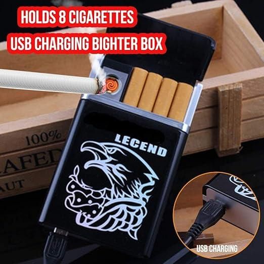 Stylish 2 in 1 USB Rechargeable Cigarette Case with Lighter