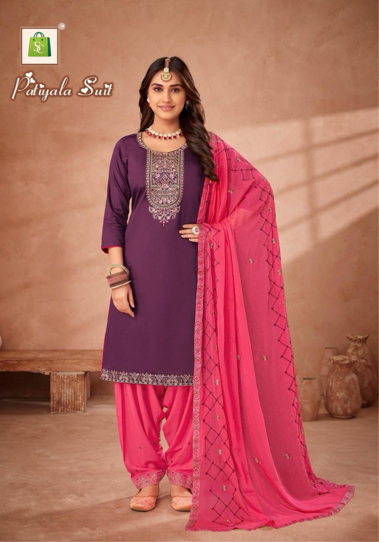 Designer Patiala Suit for Women – Embroidered Cotton Punjabi Dress