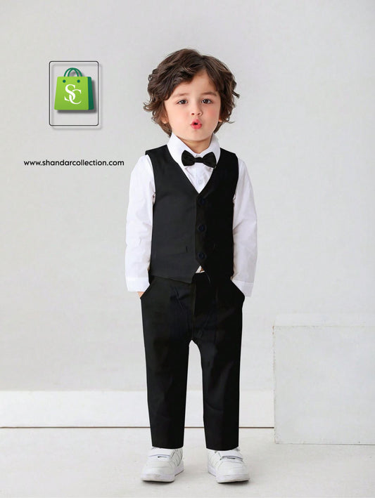 Elegant Boys 2-Piece Party Suit | Navy Blazer with White Shirt & Pants Set for Toddlers