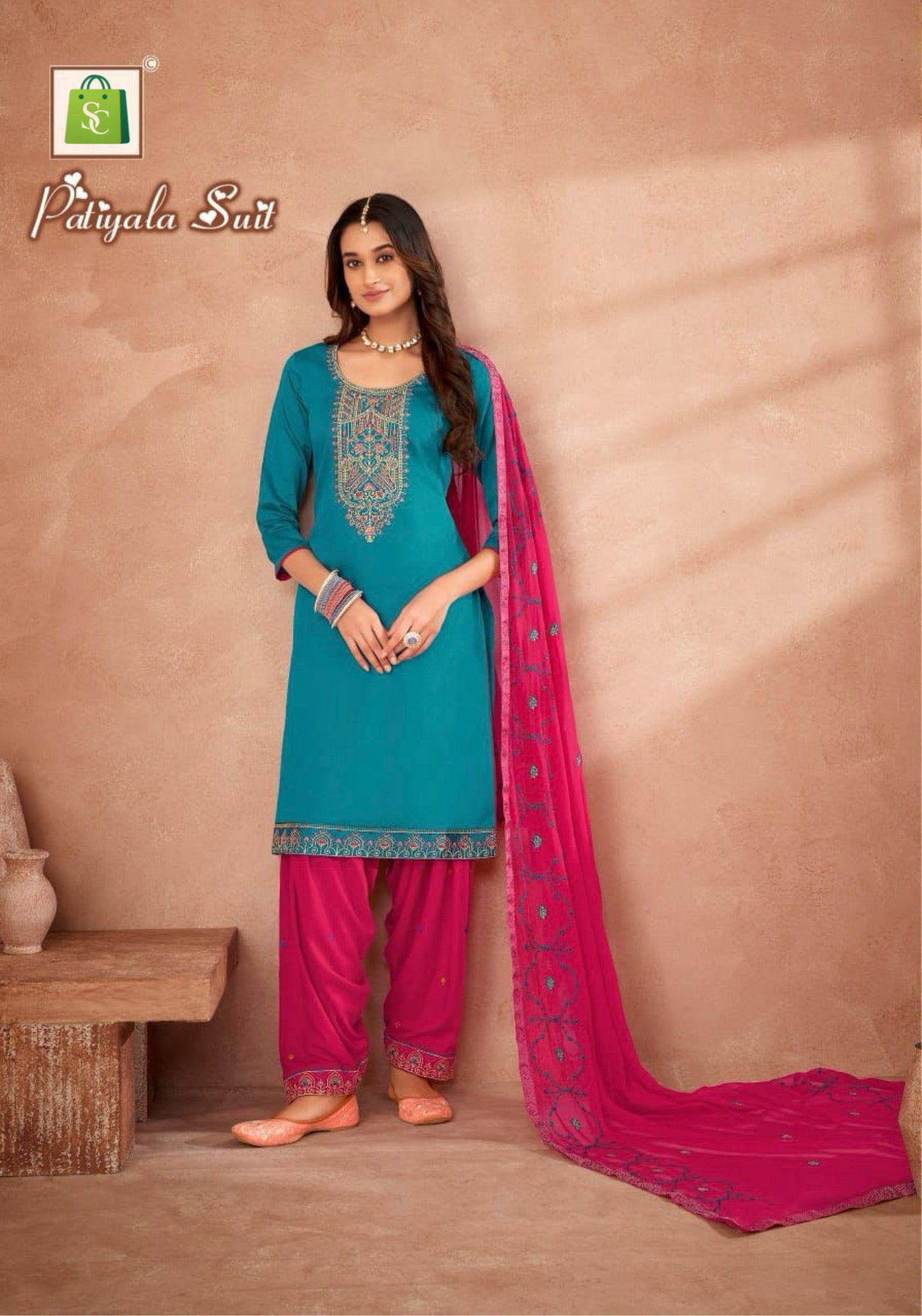 Designer Patiala Suit for Women – Embroidered Cotton Punjabi Dress
