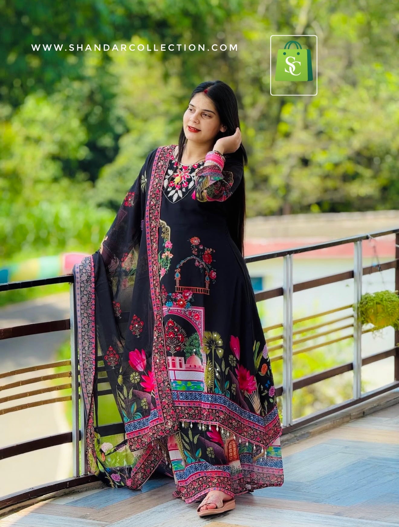 Women's Printed Flared Kurta with Sharara DSet |