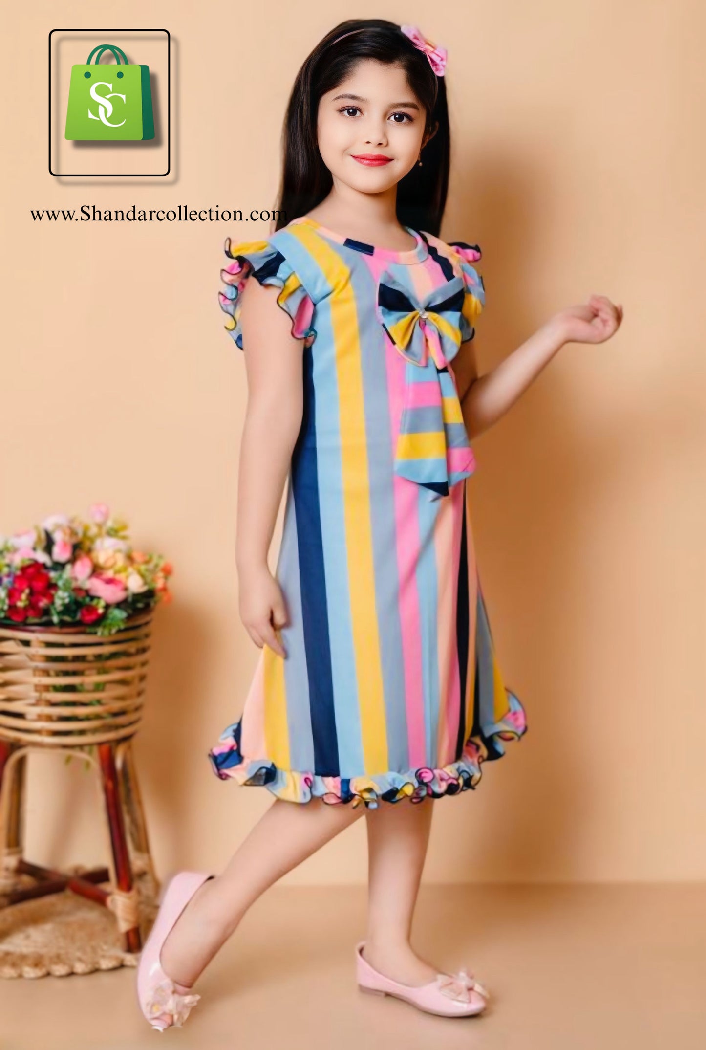 Stylish Partywear Printed Girls Frock & Dress – Crepe Fabric Summer Outfit