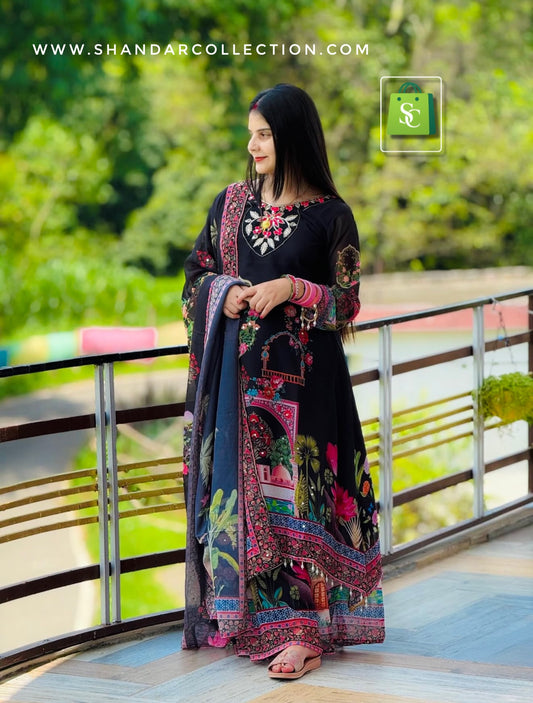 Women's Printed Flared Kurta with Sharara DSet |
