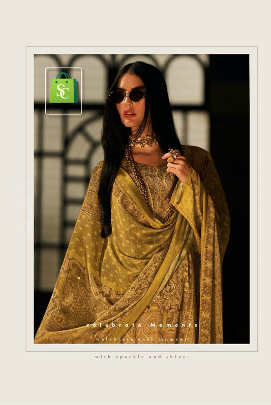 Varsha Artisan 01 – Viscose Pashmina Satin Digitally Printed With Handwork And Embroidery Suit