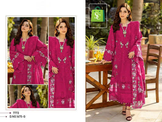 MEHBOOB TEX DESIGN NO - 1675 G PURE COTTON HEAVY SELF EMBROIDERED PAKISTANI SALWAR SUIT