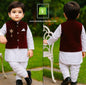 Stylish Baby Boys Kurta Pyjama with Waistcoat Set | Cotton Ethnic Outfit for Newborns & Toddlers”