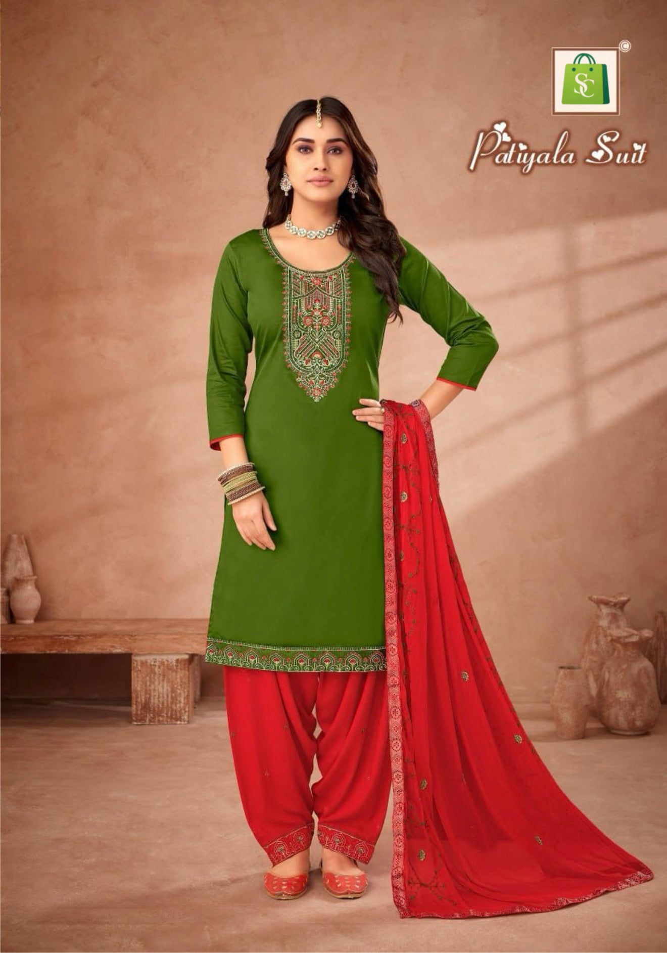 Designer Patiala Suit for Women – Embroidered Cotton Punjabi Dress