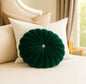 Luxury Velvet Round Cushion for Sofa & Bedroom | Decorative Pleated Pillow with Button,