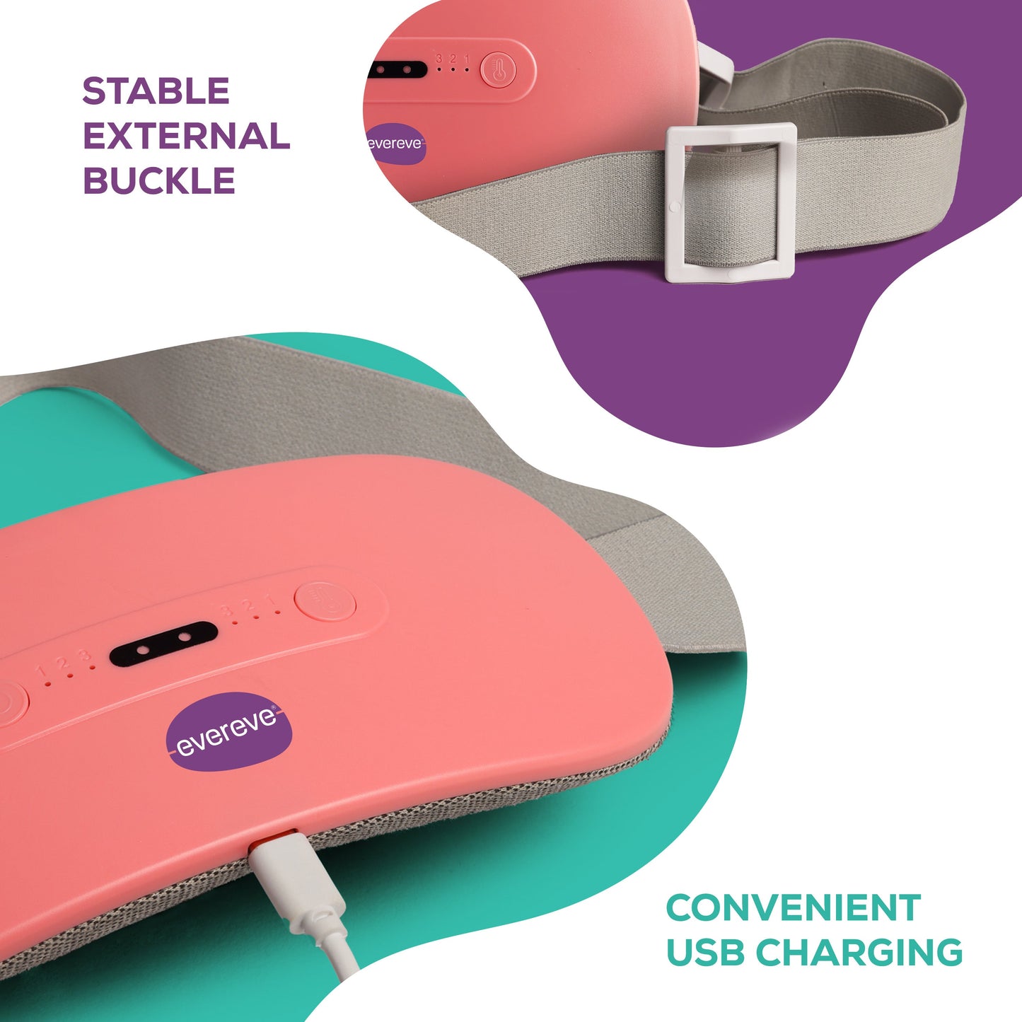 EVEREVE ELECTRIC HEATING PAD AND MENSTRUAL MASSAGER WITH BELT, 1 PC