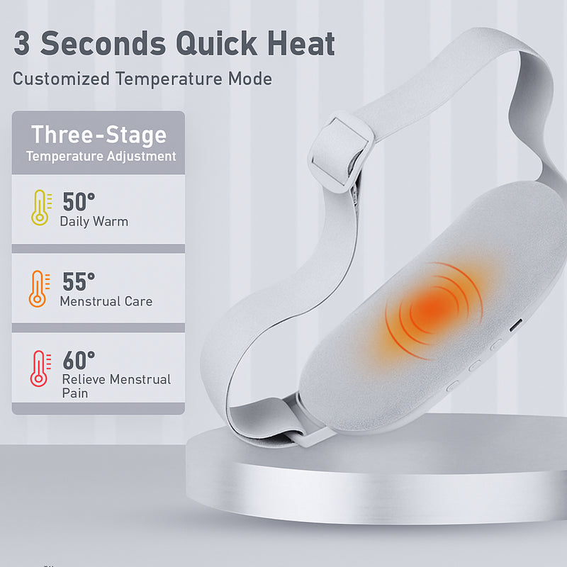 Period Cramp Massager Belt For Pain Relief Comfort With Heat & Vibration JSB HF59P