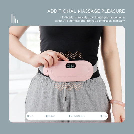 Period Cramp Massager Belt For Pain Relief Comfort With Heat & Vibration JSB HF59P