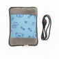 Electric Hot Water Bottle with Sheep Pattern Cover, Soft Fleece Heating Pad, Grey and Blue, Auto Shut-off