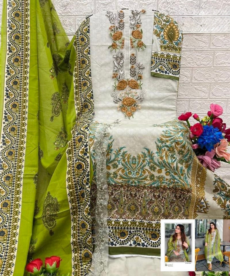 Parrot green printed chiffon dupatta with delicate floral pattern for Pakistani suit ensemble