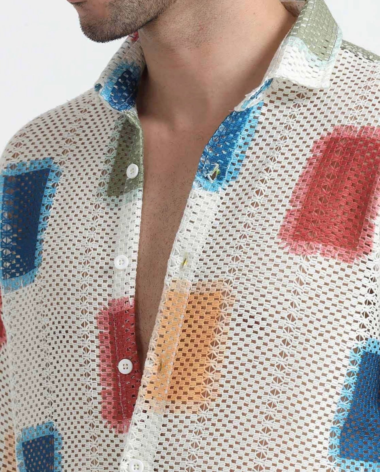 Men Regular Fit Checkered, Self Design Spread Collar Party Shirt