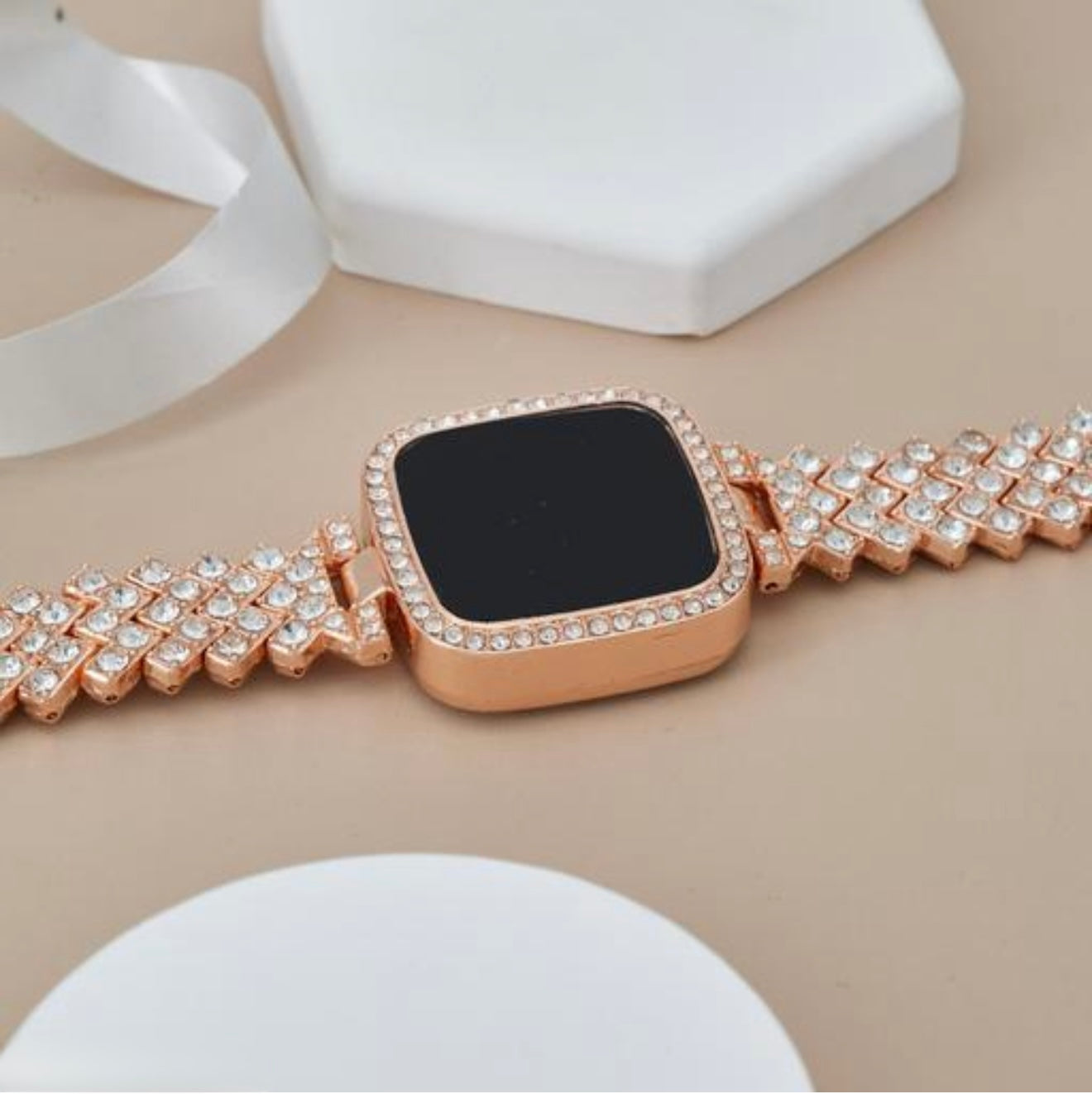 Rose Gold Diamond Digital Watch for Girls – Stylish & Elegant