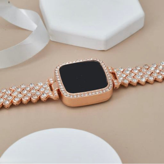 Rose Gold Diamond Digital Watch for Girls – Stylish & Elegant