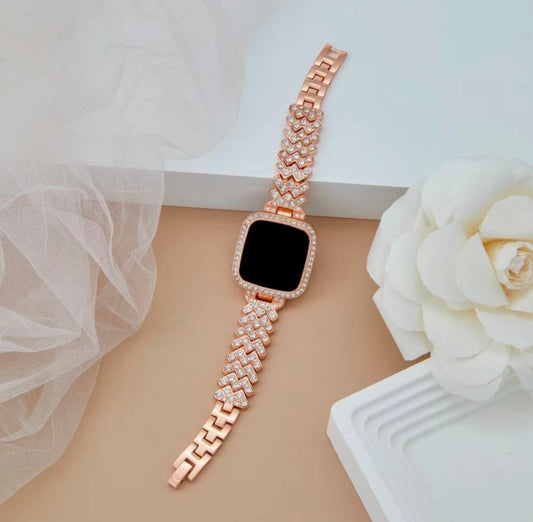 Rose Gold Diamond Digital Watch for Girls – Stylish & Elegant