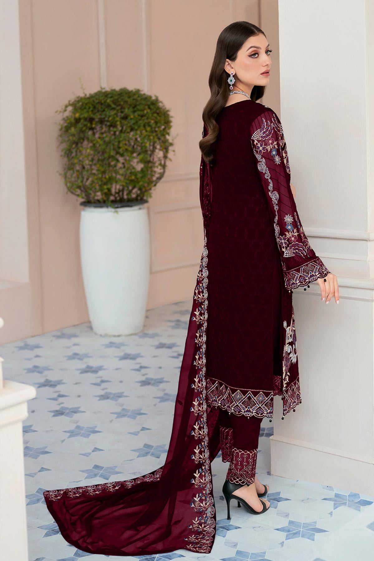 Maroon Georgette Salwar Kameez with Stunning Georgette Dupatta