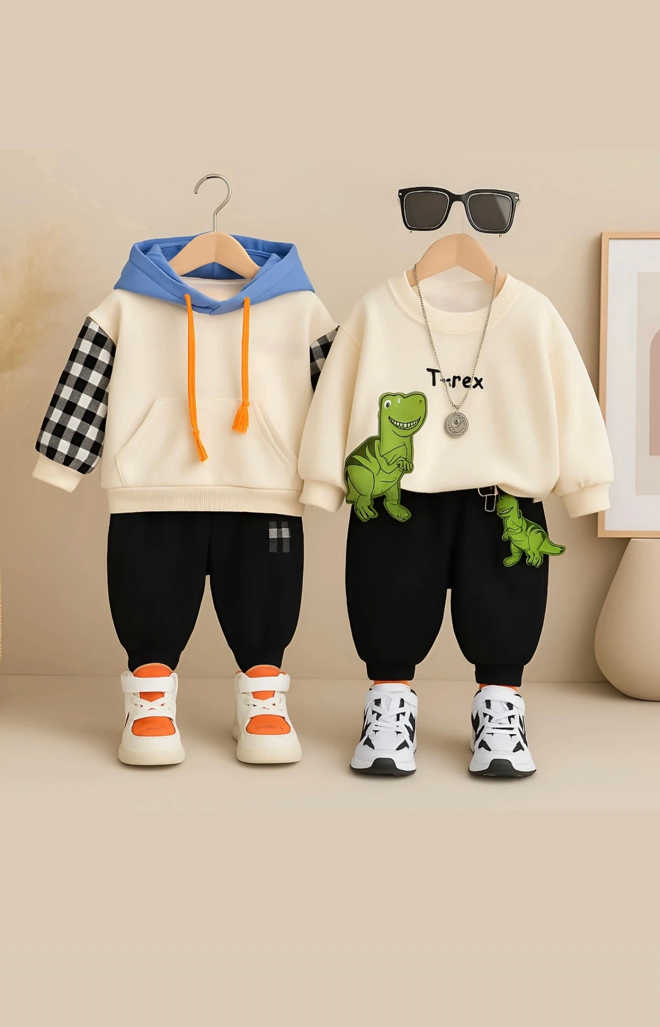 Boys Cotton Full Sleeves Sweatshirts Pack Of 2 & Joggers Set -