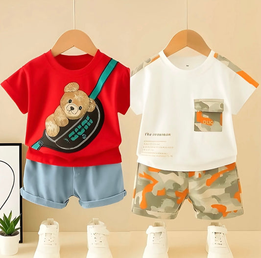 Boys Cotton Full Sleeves Sweatshirts Pack Of 2 & Joggers Set