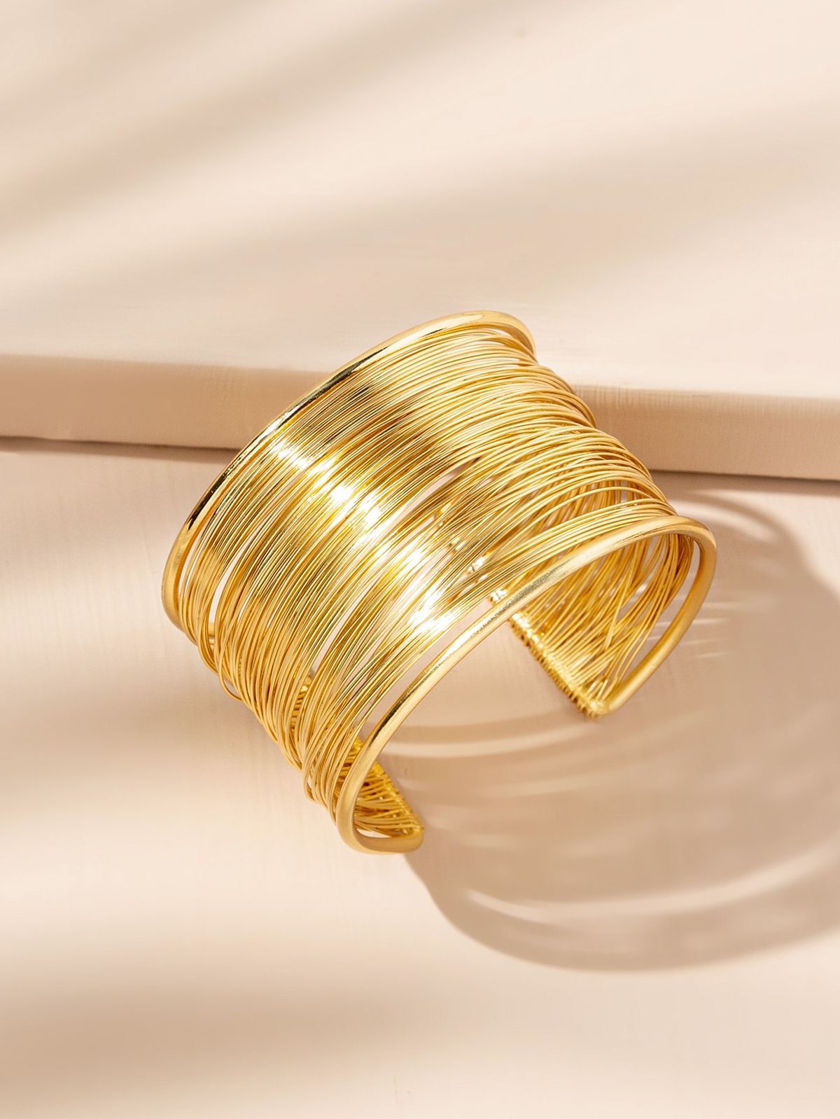 Multiwire Cuff Brass Statement Adjustable Bracelet