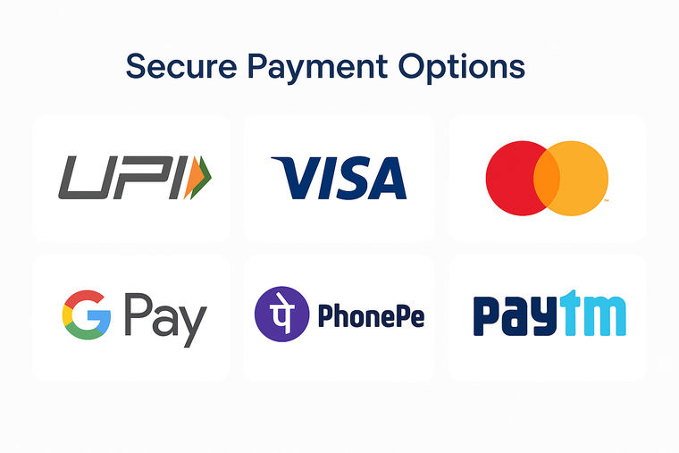 genrate an image For payment method UPI visa Mater G-pay P-Pay Paytem 
